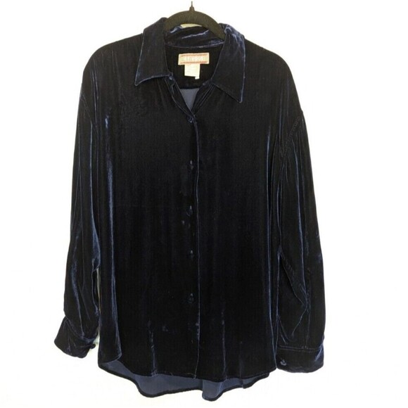 Et Vous Vintage Velvet Top Womens Size M Blue Silk Blend Whimsygoth Witchy Tunic - Picture 1 of 10